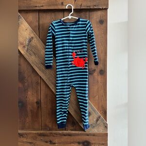 4/$12 Carter’s Navy Striped Footie Pajama with Red Crab